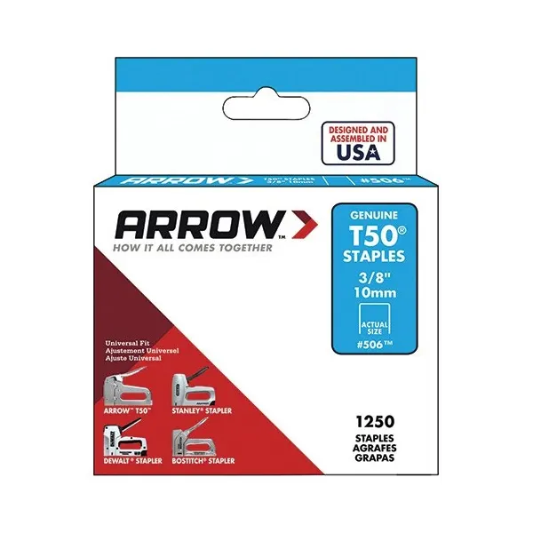 Arrow Fastener 3/8" T50 Staples - 1250/Pk Questions & Answers