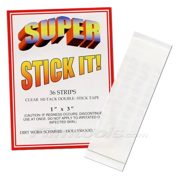 Super Stick It! Double-Sided Hi-Tack Wardrobe Adhesive Tape - 36 Strips (1" x 3") Questions & Answers